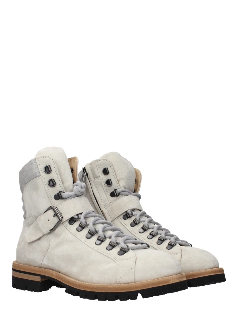 Gray Leather Ankle Boots