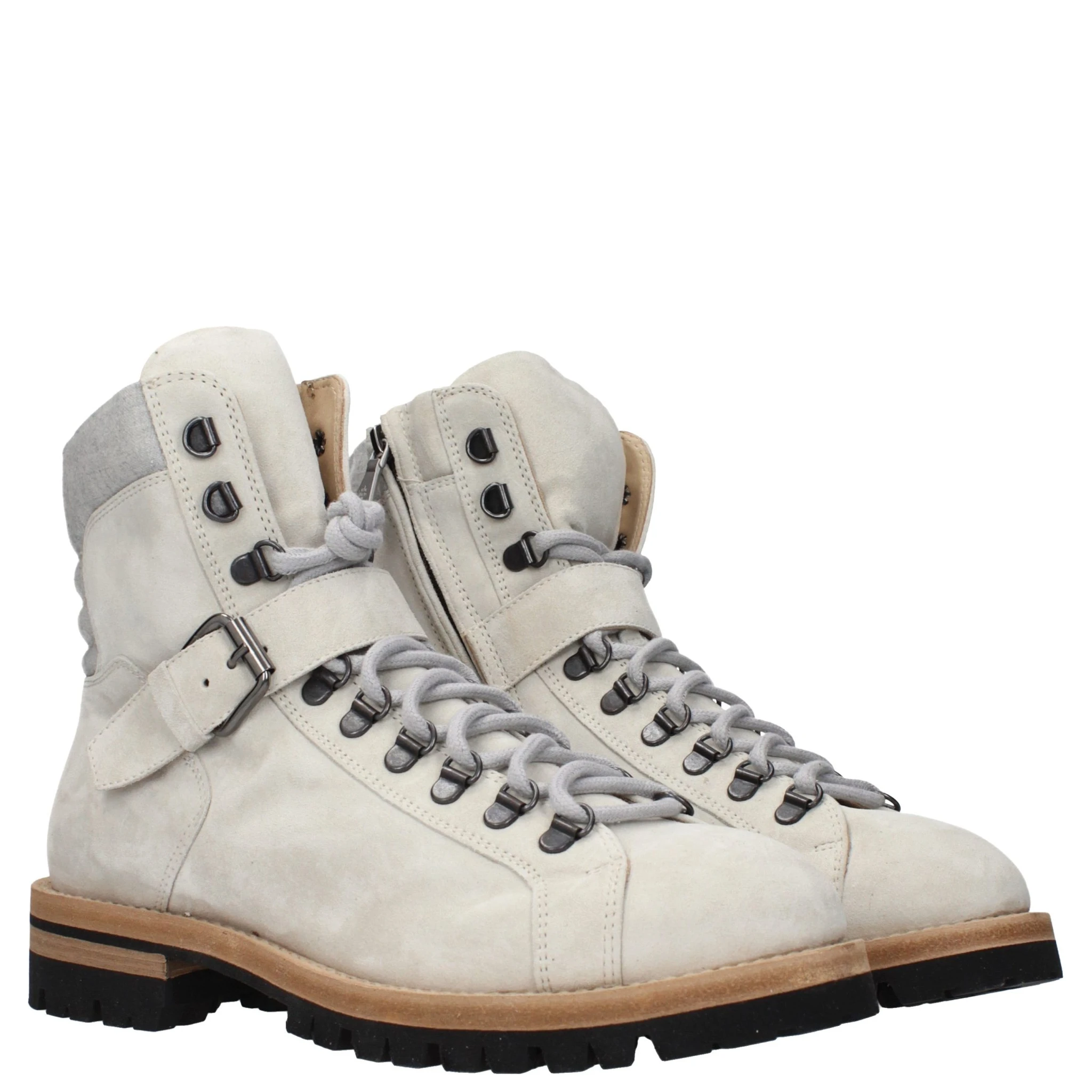 Gray Leather Ankle Boots