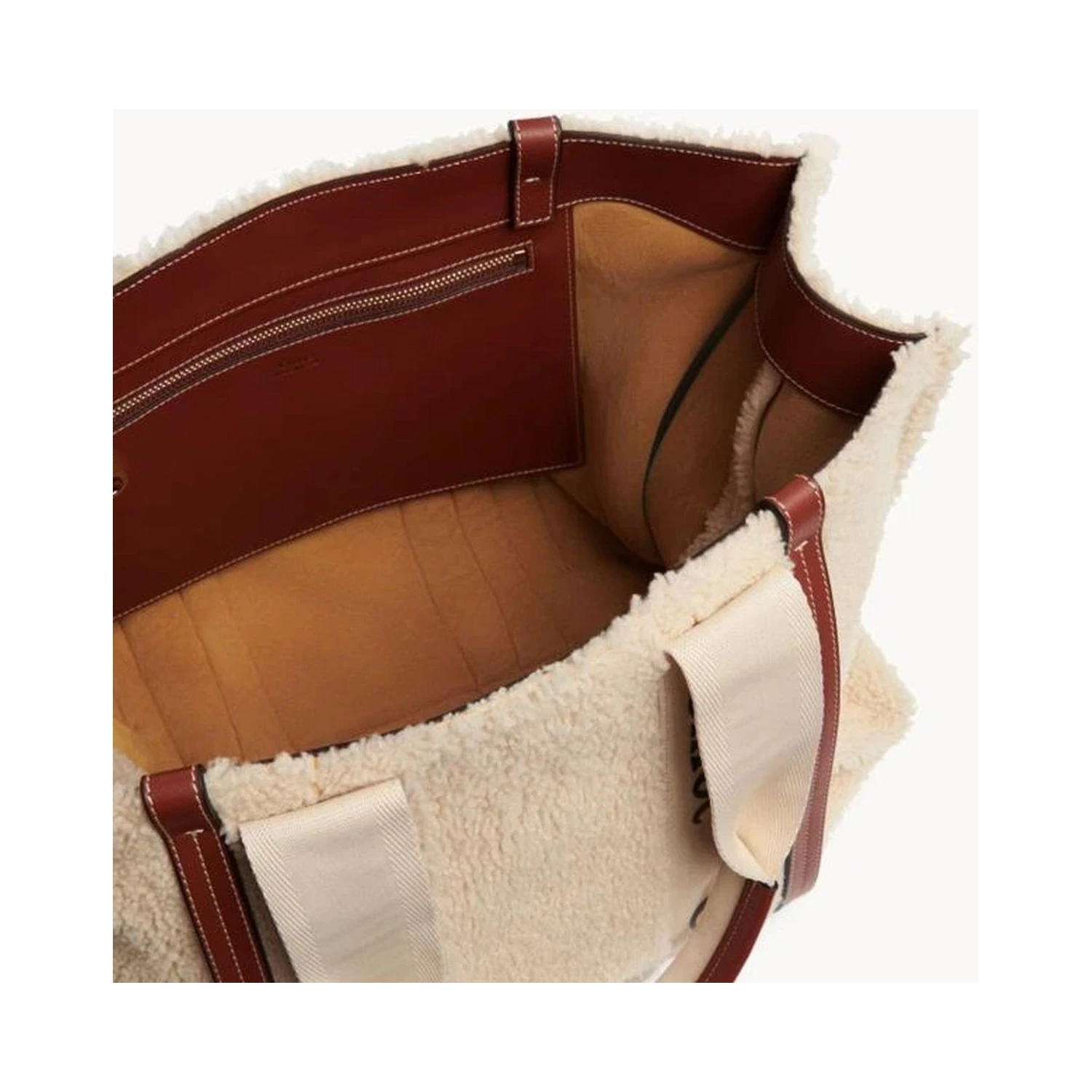 Beige Lamb Fur Tote Bag