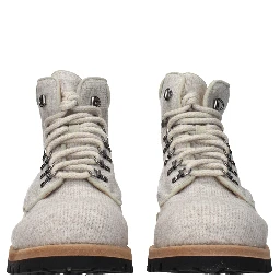 Beige Fabric Ankle Boots