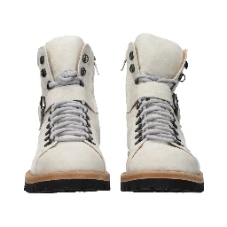 Gray Leather Ankle Boots