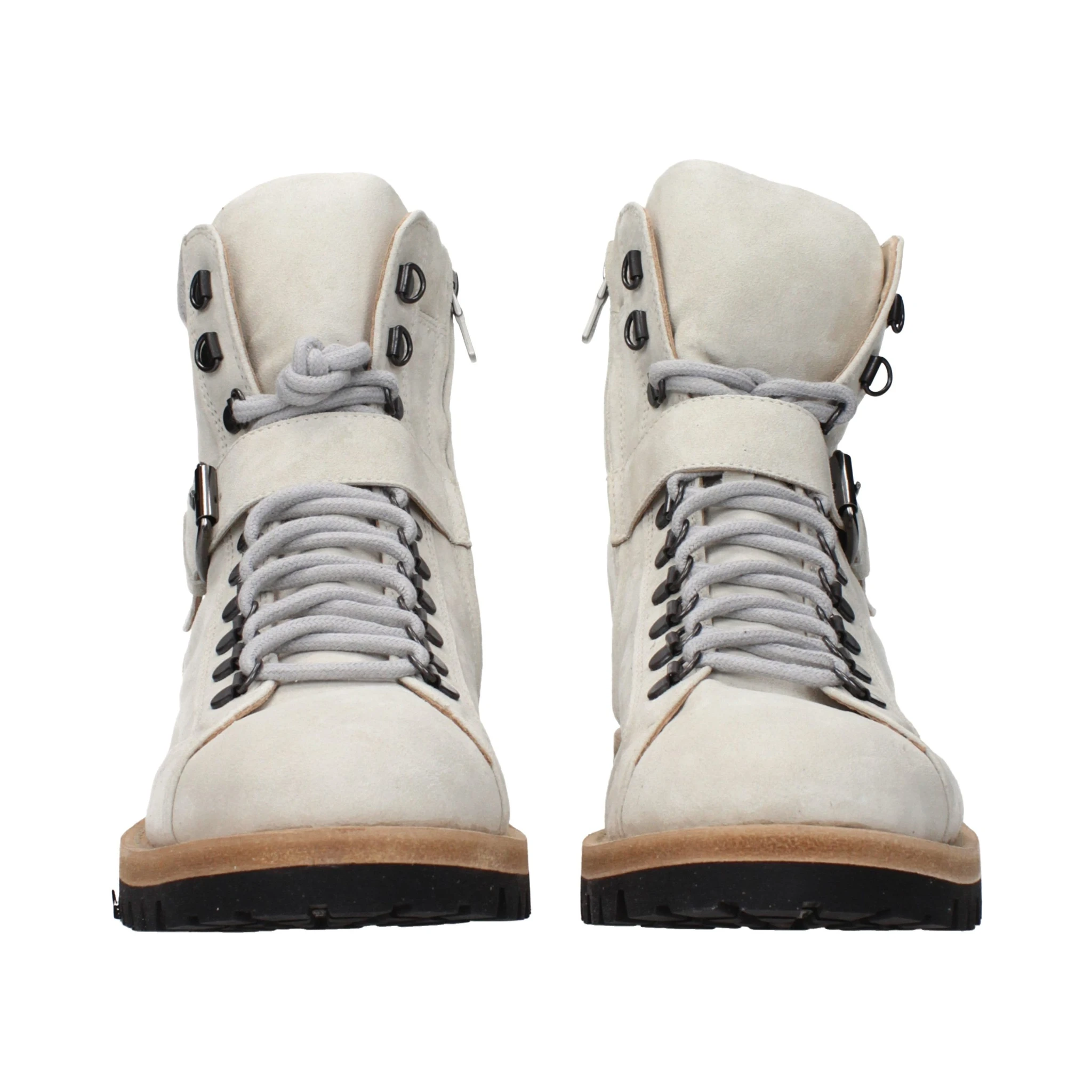 Gray Leather Ankle Boots