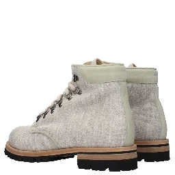 Beige Fabric Ankle Boots