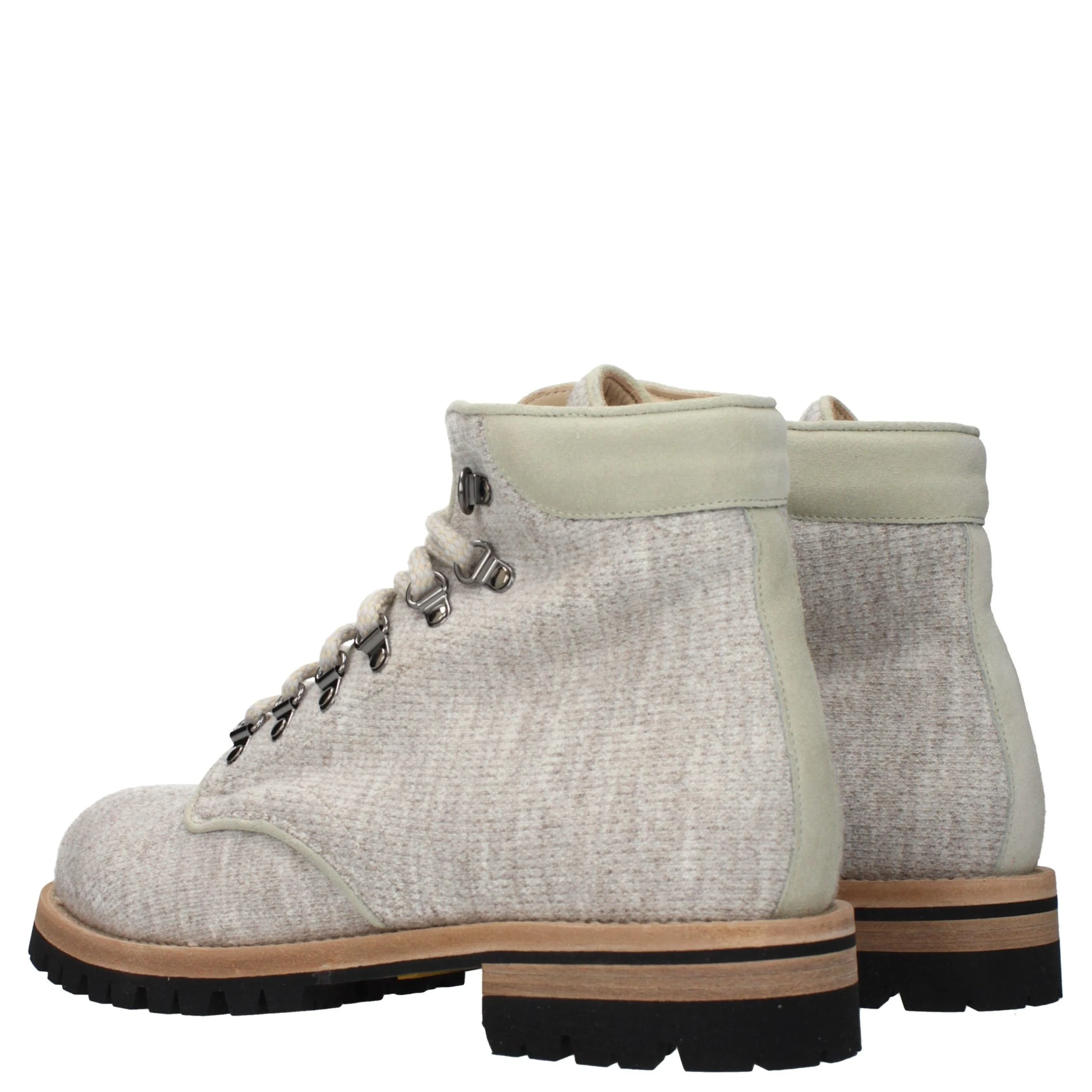 Beige Fabric Ankle Boots