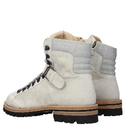 Gray Leather Ankle Boots