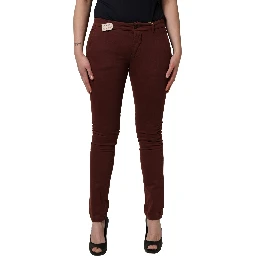 Maroon Mid Waisted Slim Fit Denim Trouser Jeans
