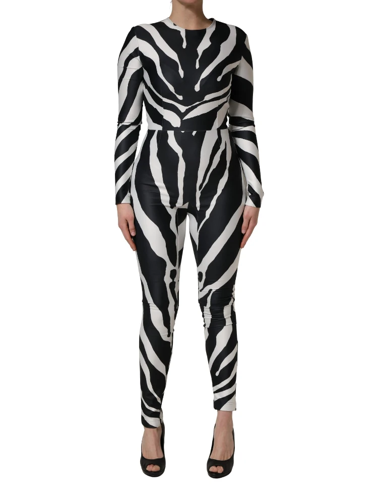 Black White Polyester Zebra Pattern Jumpsuit alternative