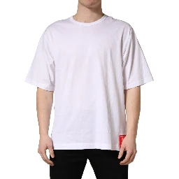 White Cotton Short Sleeves Crew Neck T-shirt
