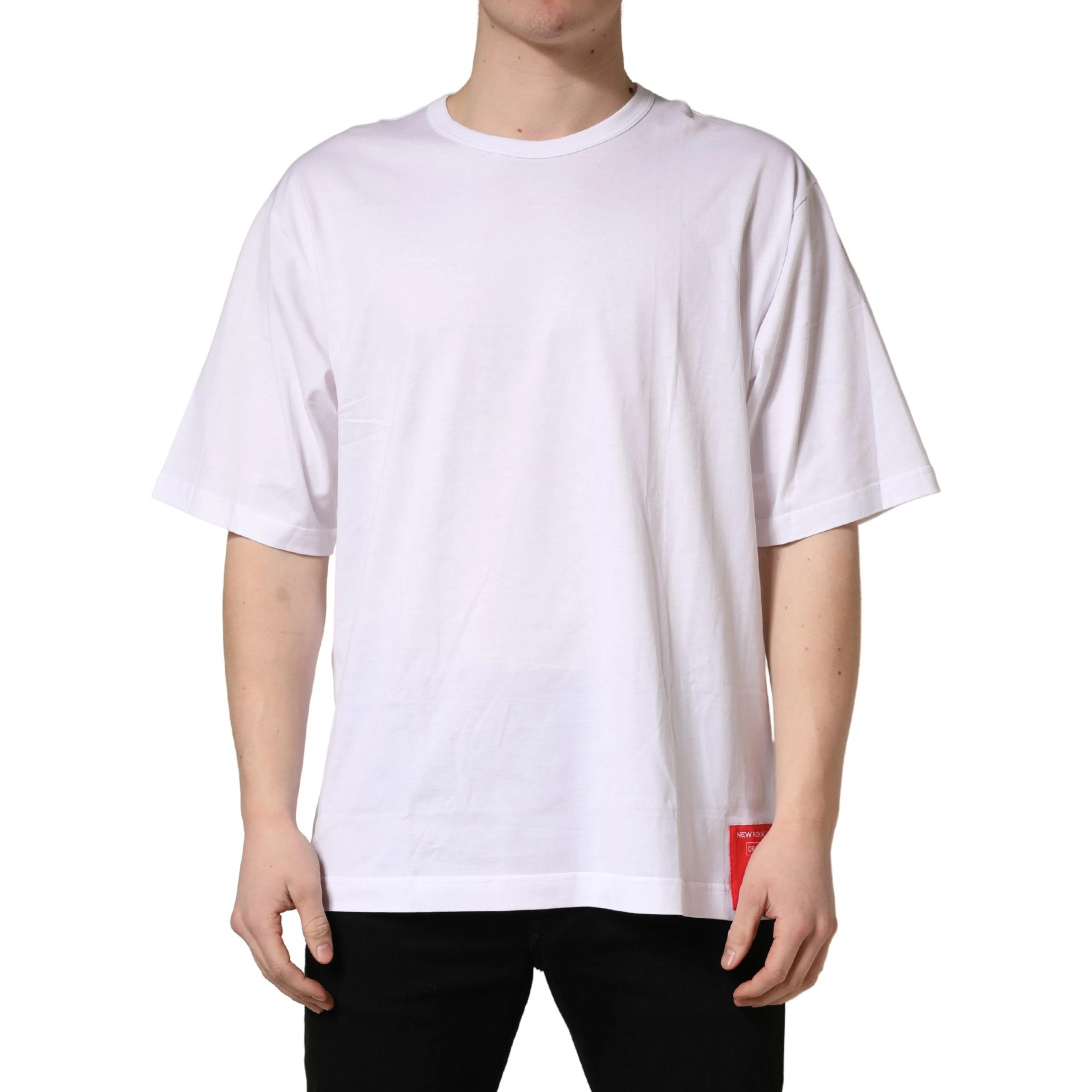 White Cotton Short Sleeves Crew Neck T-shirt