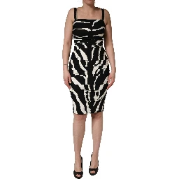 Black White Zebra Print CadyCalf Length Dress