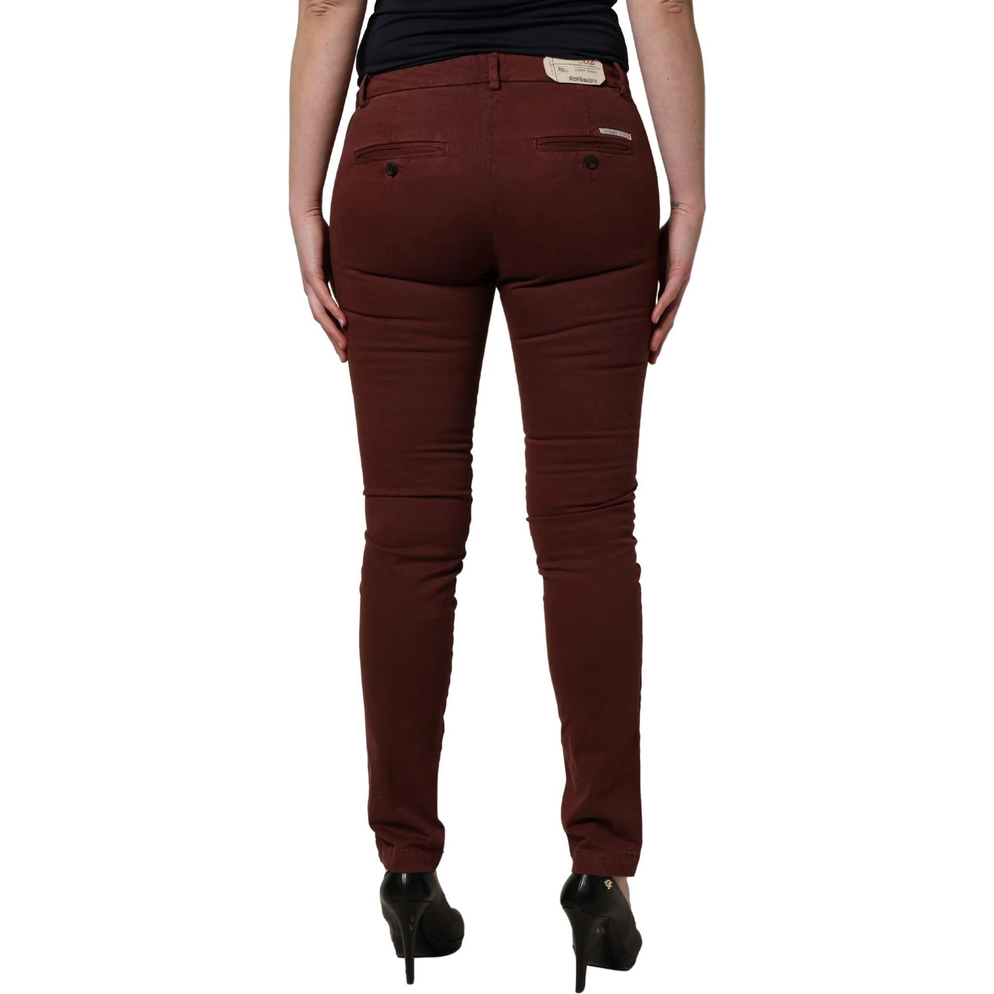 Maroon Mid Waisted Slim Fit Denim Trouser Jeans