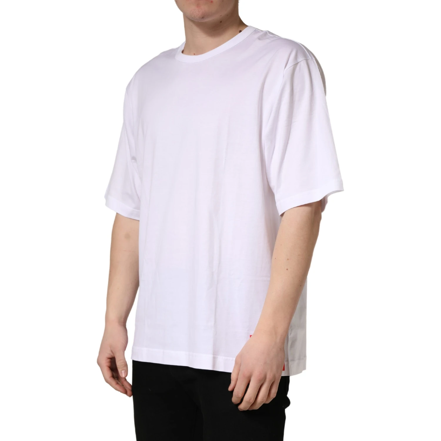 White Cotton Short Sleeves Crew Neck T-shirt