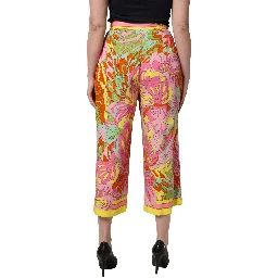 Multicolor FloralPrint Cropped Trouser Pants