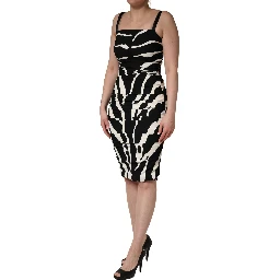 Black White Zebra Print CadyCalf Length Dress