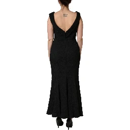 Black Floral Brocade Sheath Mermaid Dress