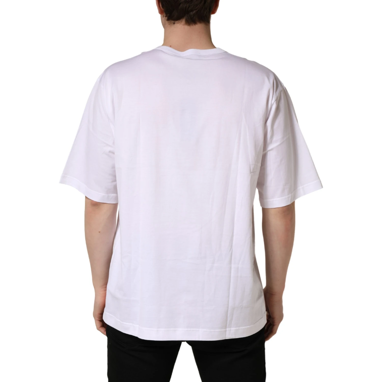 White Cotton Short Sleeves Crew Neck T-shirt