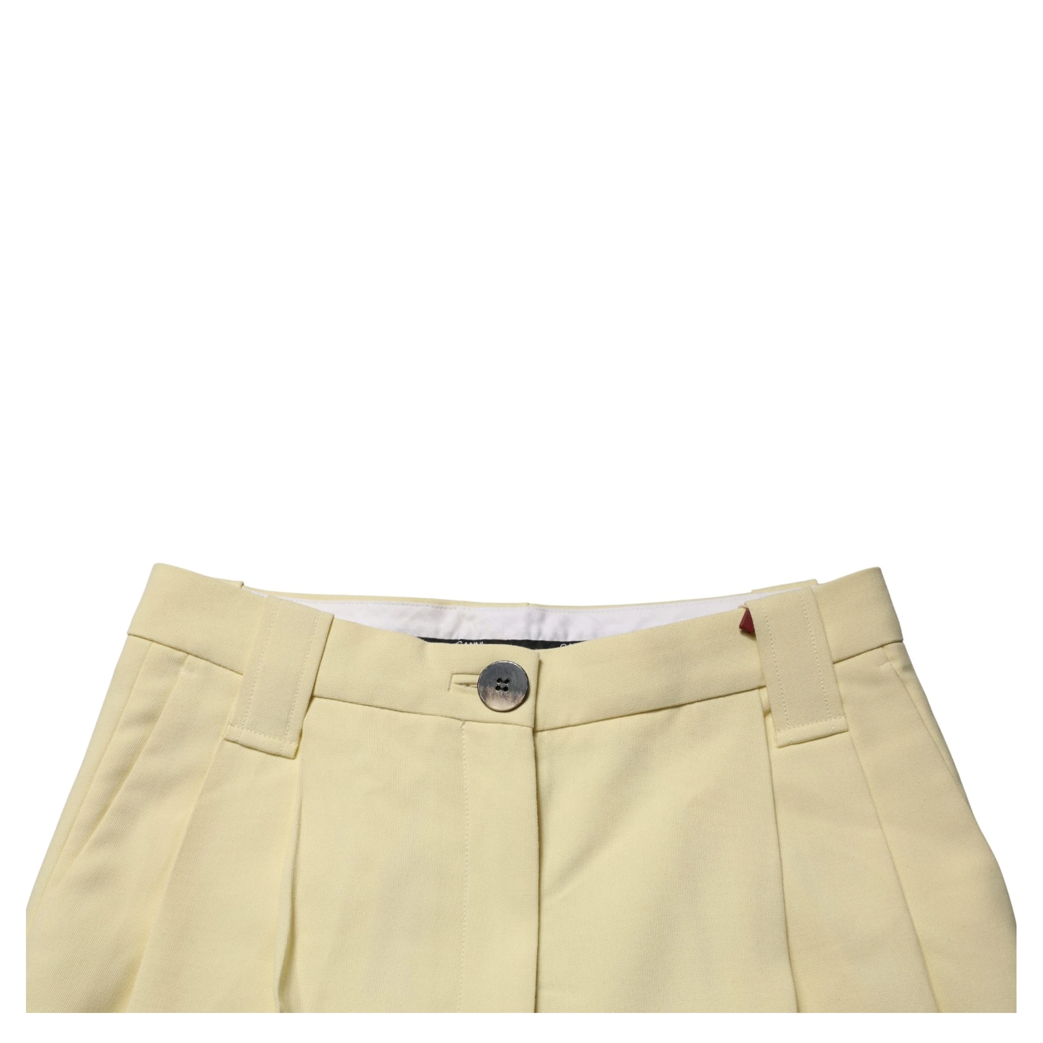 Yellow High Waisted Straight Pleated Trouser Pants