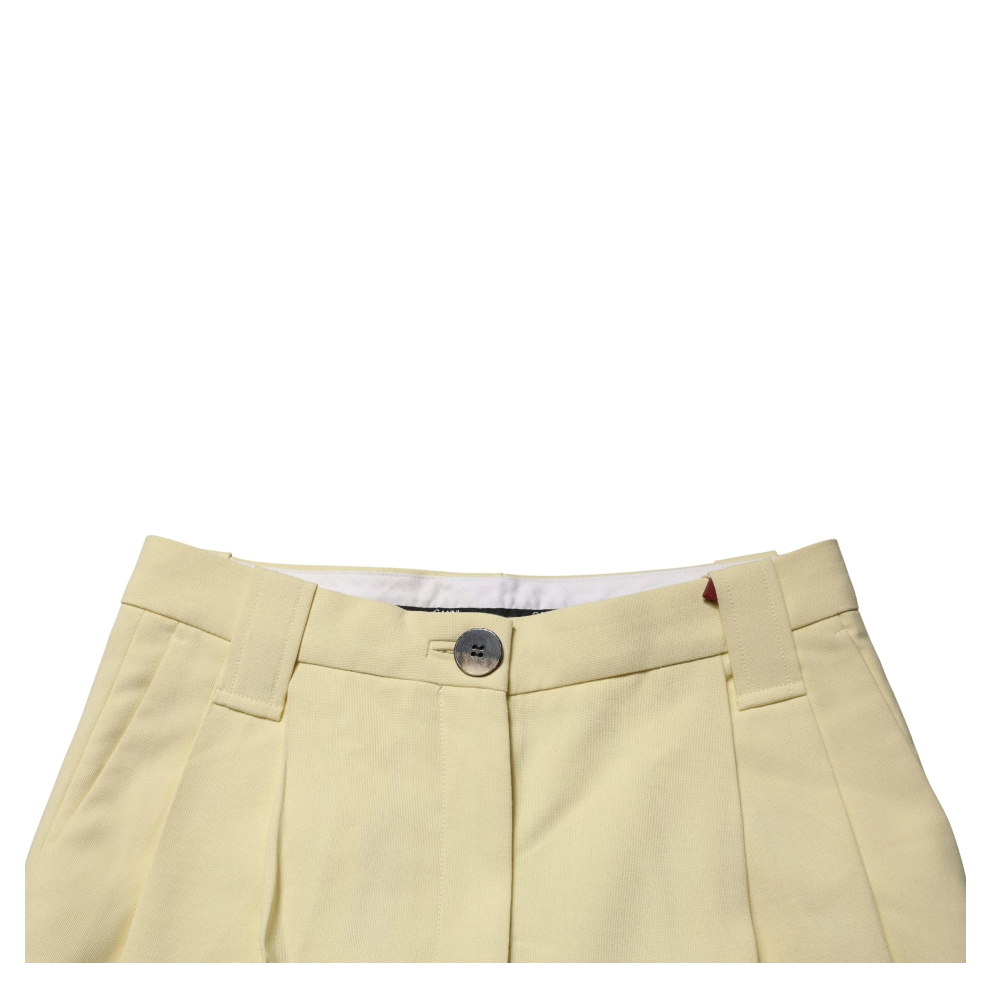 Yellow High Waisted Straight Pleated Trouser Pants