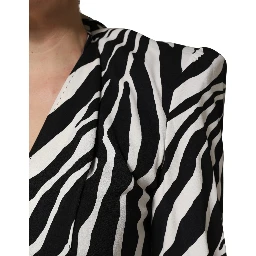 Black White Viscose Zebra Pattern Jumpsuit