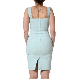 Green Square Neck Sleeveless Mini  Dress