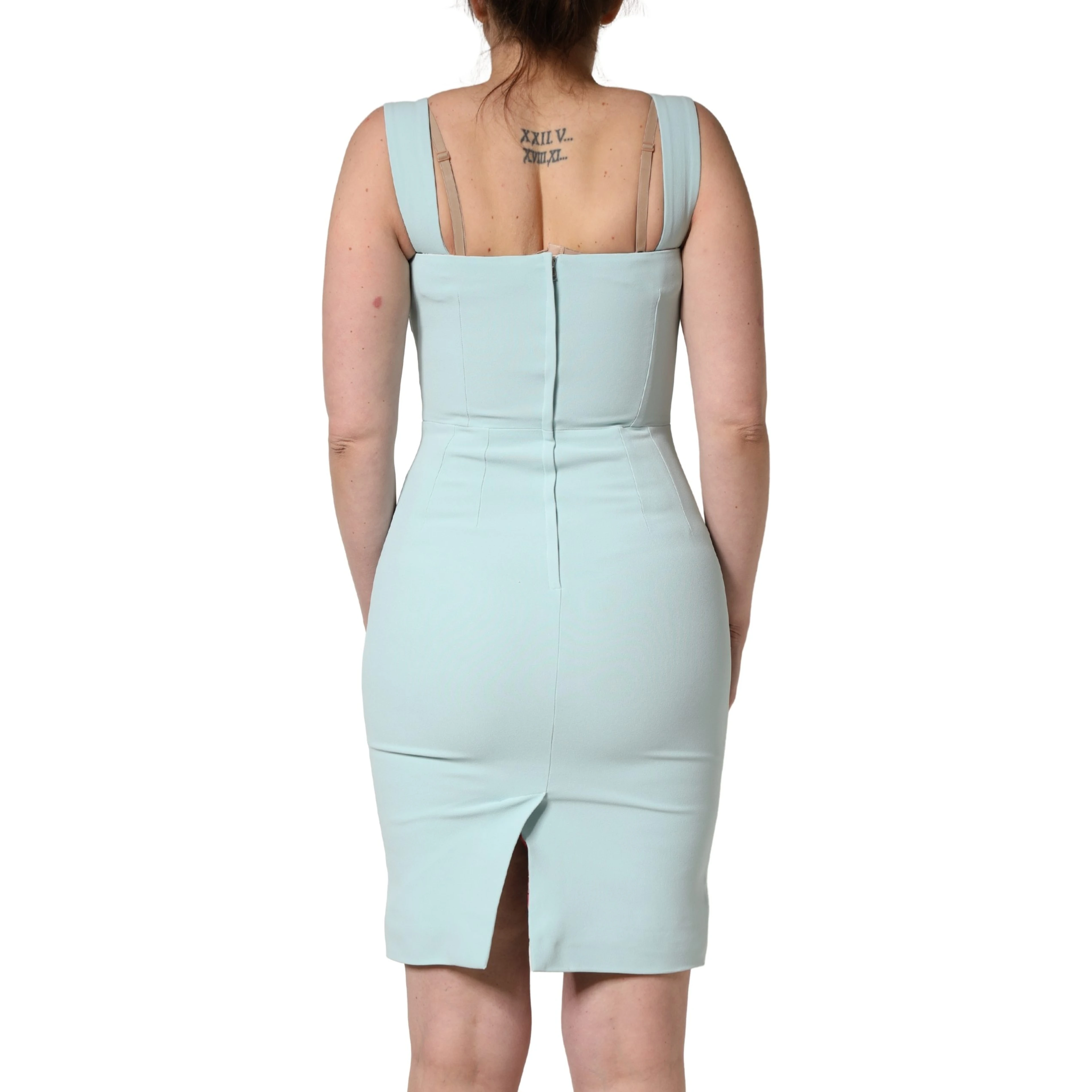 Green Square Neck Sleeveless Mini  Dress