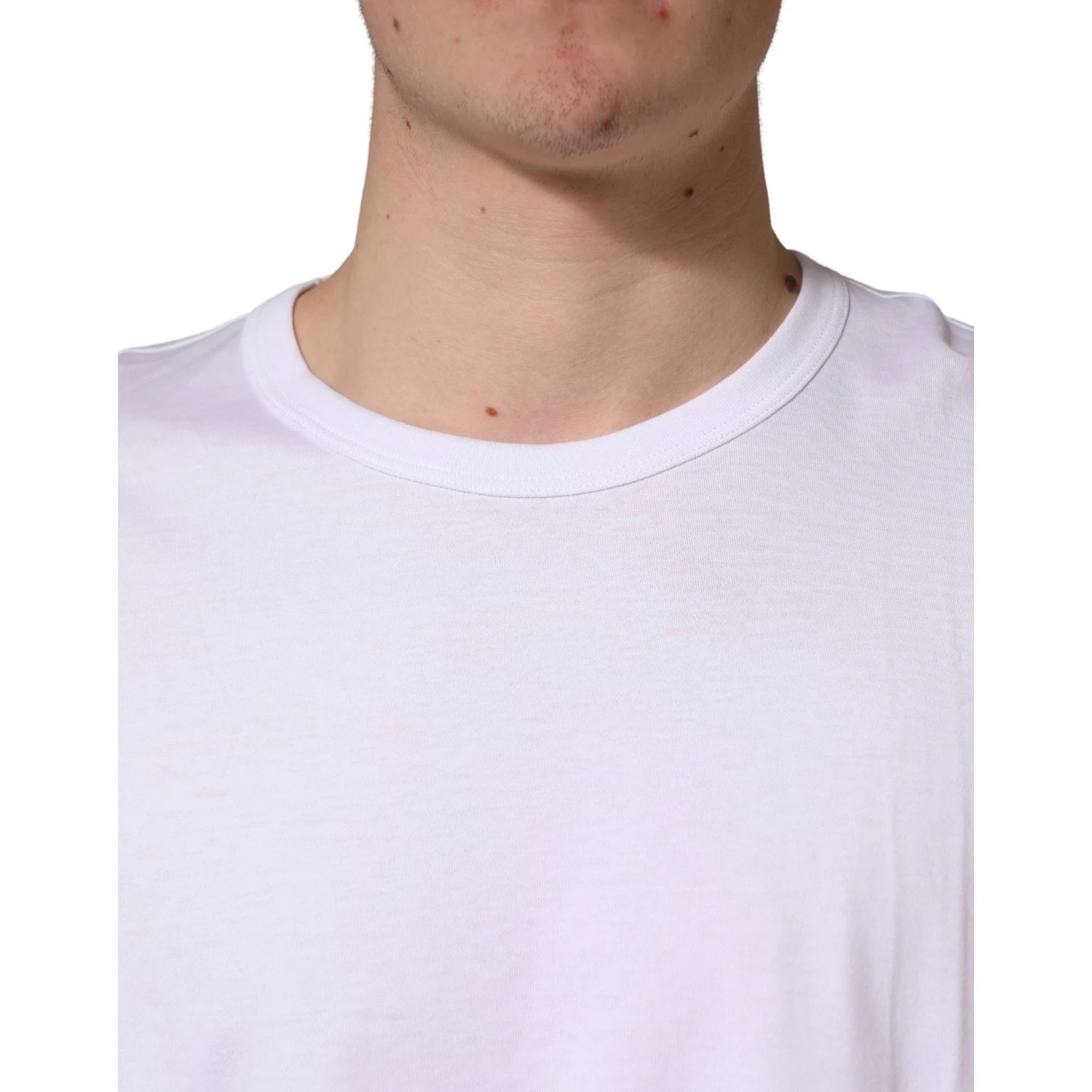 White Cotton Short Sleeves Crew Neck T-shirt