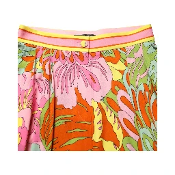 Multicolor FloralPrint Cropped Trouser Pants