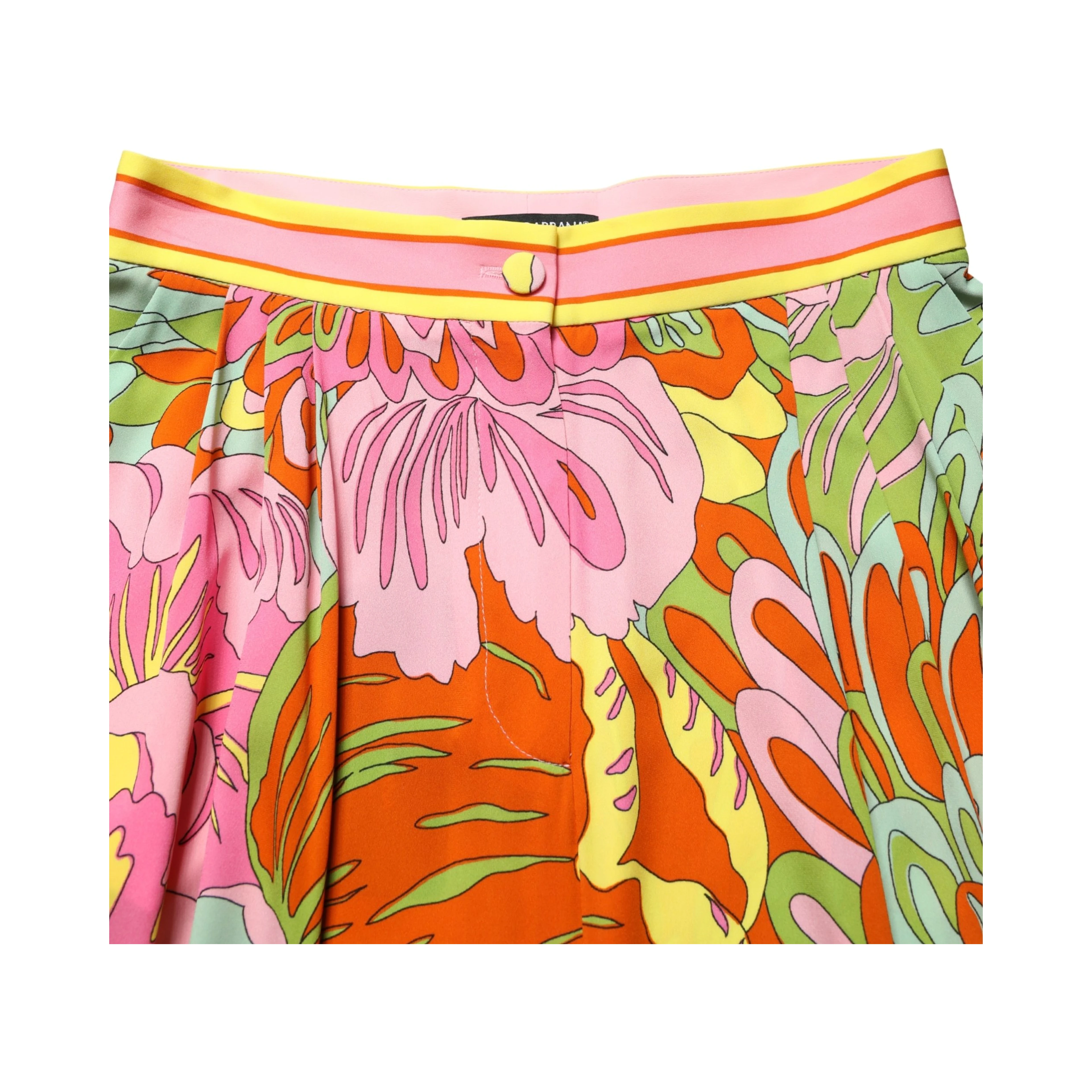 Multicolor FloralPrint Cropped Trouser Pants