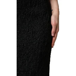 Black Floral Brocade Sheath Mermaid Dress
