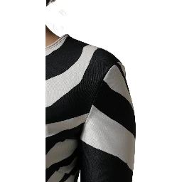 Black White Polyester Zebra Pattern Jumpsuit
