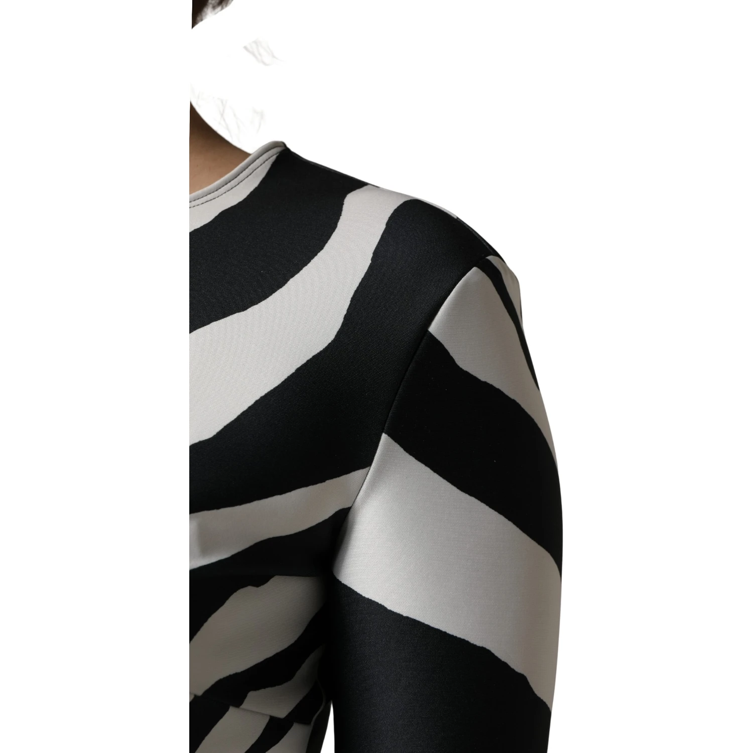 Black White Polyester Zebra Pattern Jumpsuit