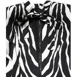 Black White Viscose Zebra Pattern Jumpsuit
