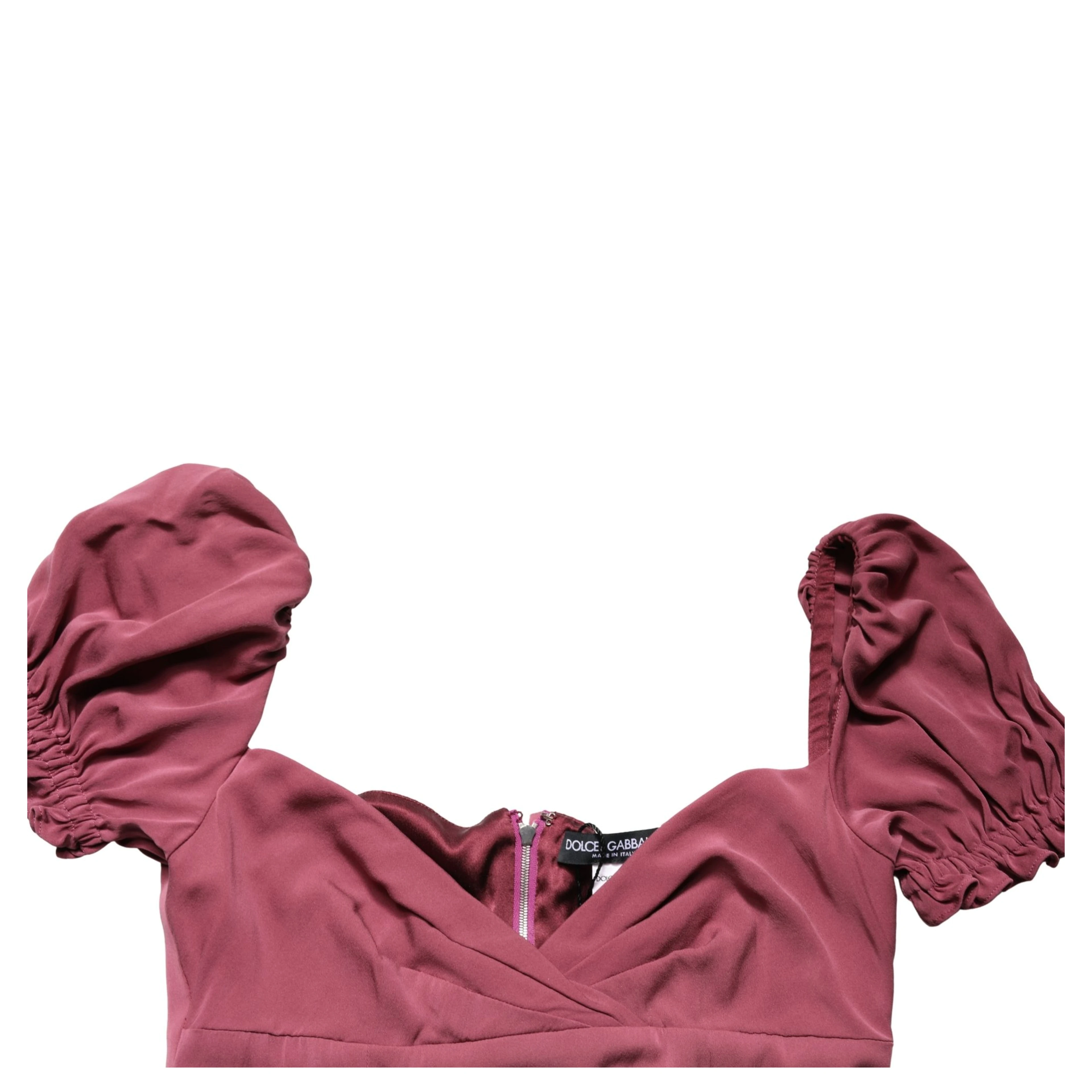 Maroon Silk Sweetheart Sheath Midi Dress