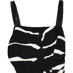 Black White Zebra Print CadyCalf Length Dress