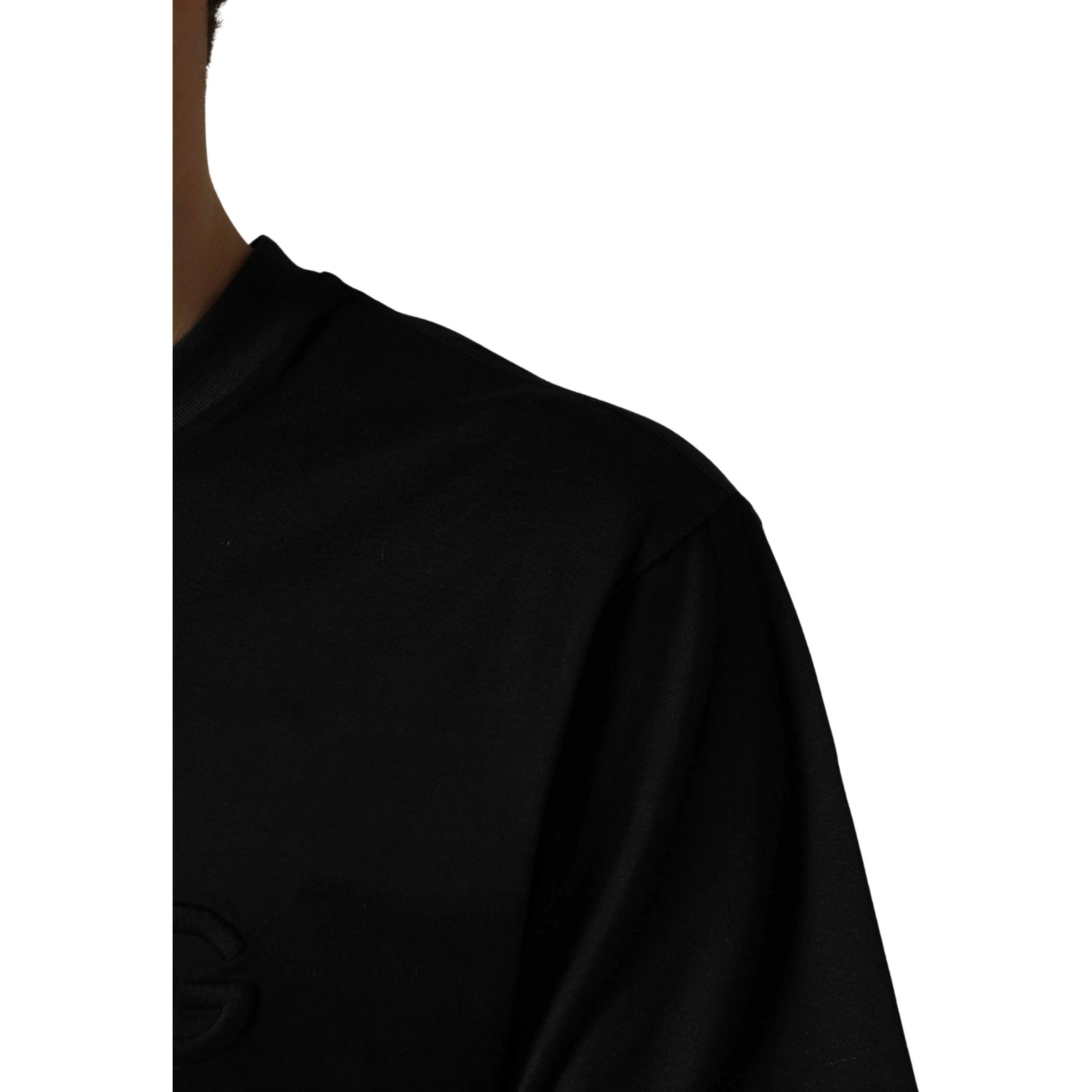 Black Cotton Short Sleeves Crew Neck T-shirt