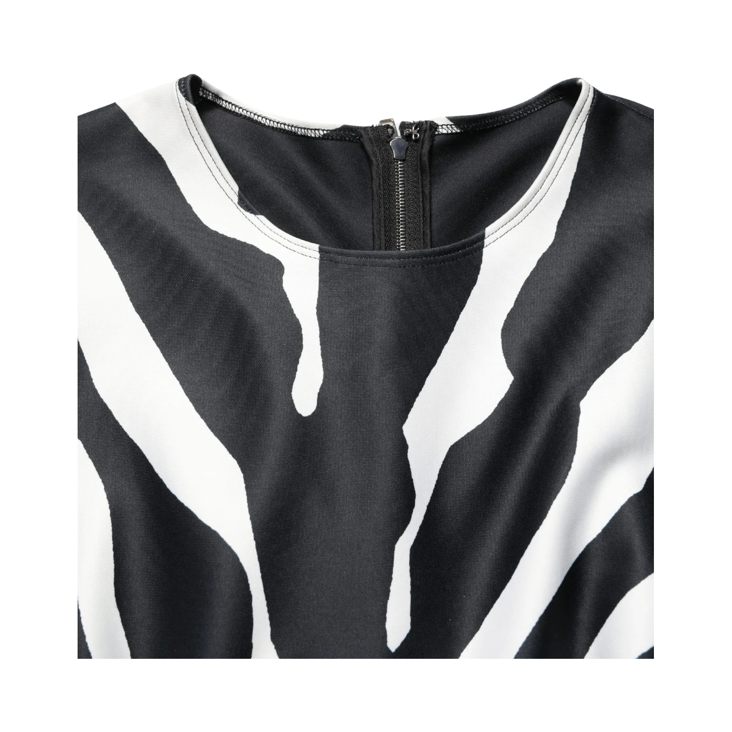 Black White Polyester Zebra Pattern Jumpsuit