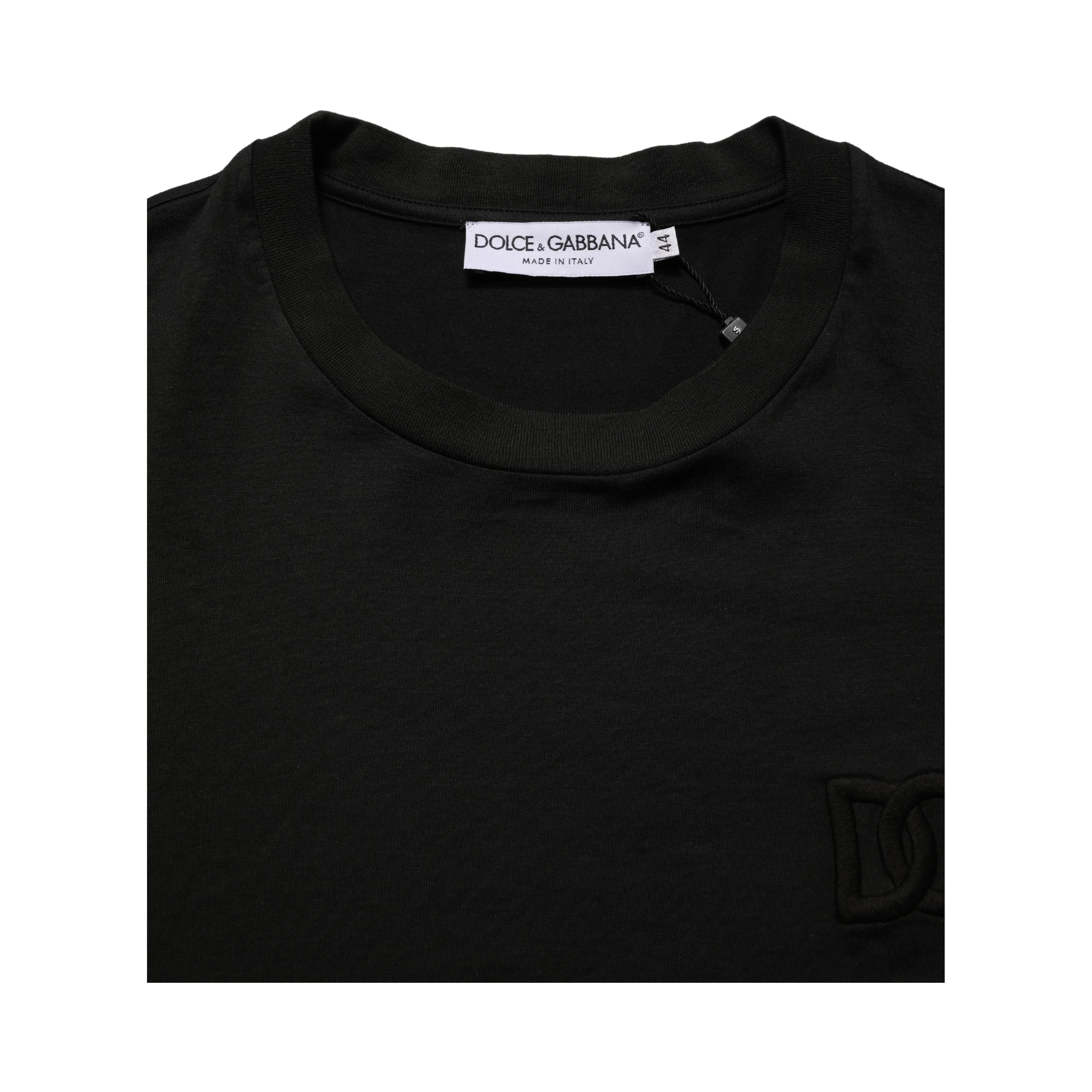 Black Cotton Short Sleeves Crew Neck T-shirt