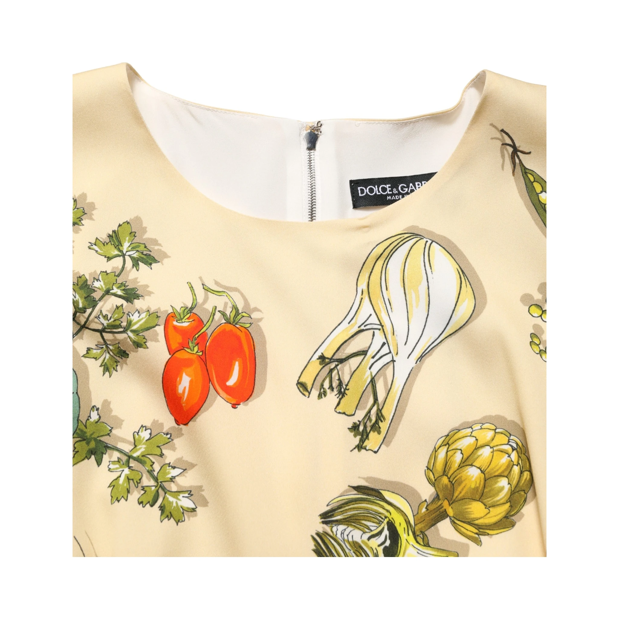 Beige Fruit PolkaDot Sheath Silk Midi Dress