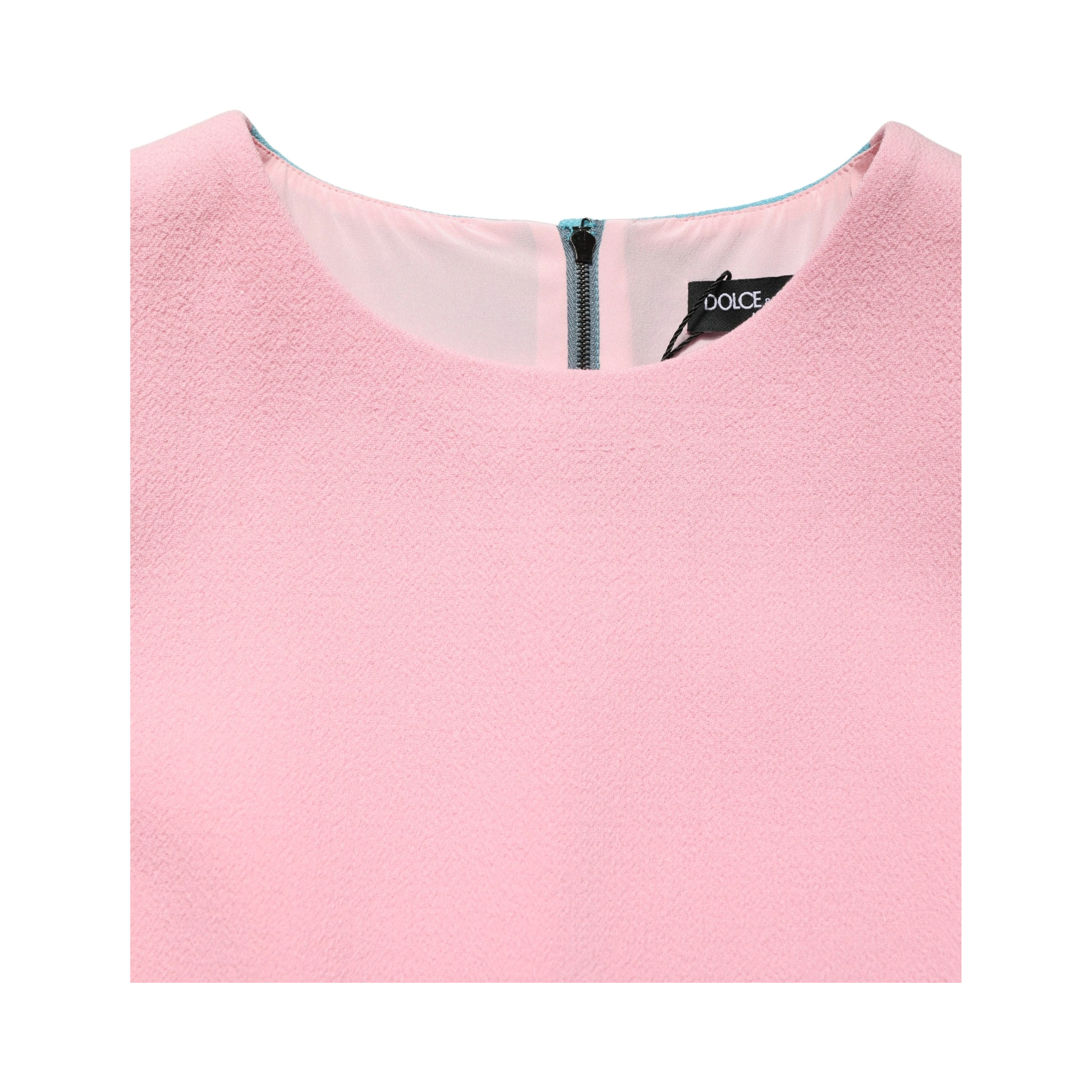 Pink Blue Wool Sleeveless Shift Mini  Dress