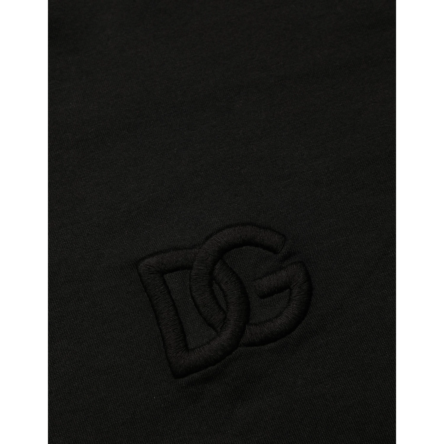 Black Cotton Short Sleeves Crew Neck  T-shirt