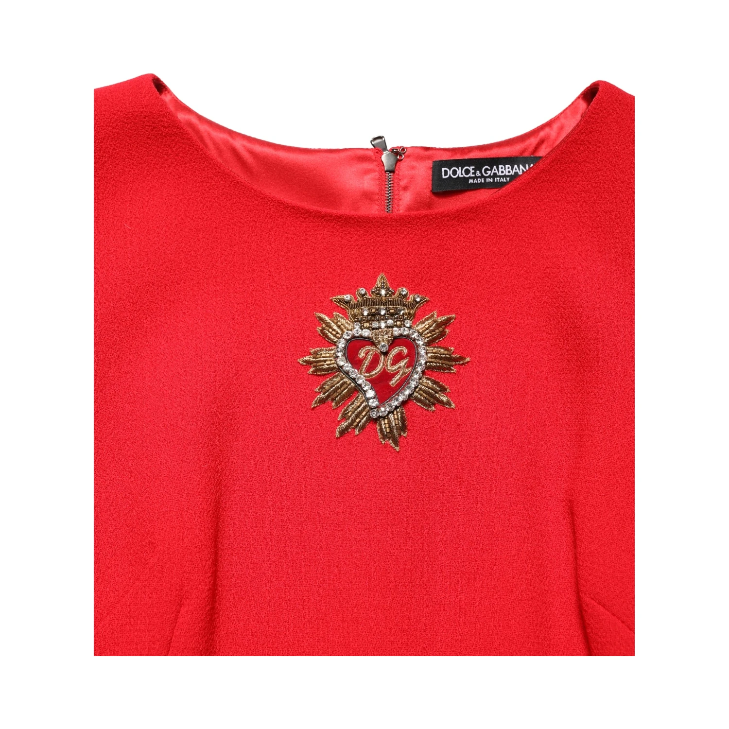 Red Heart Emmbellished Wool Mini  Dress