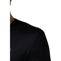 Dark Blue DG Logo Silk Men Crew Neck T-shirt