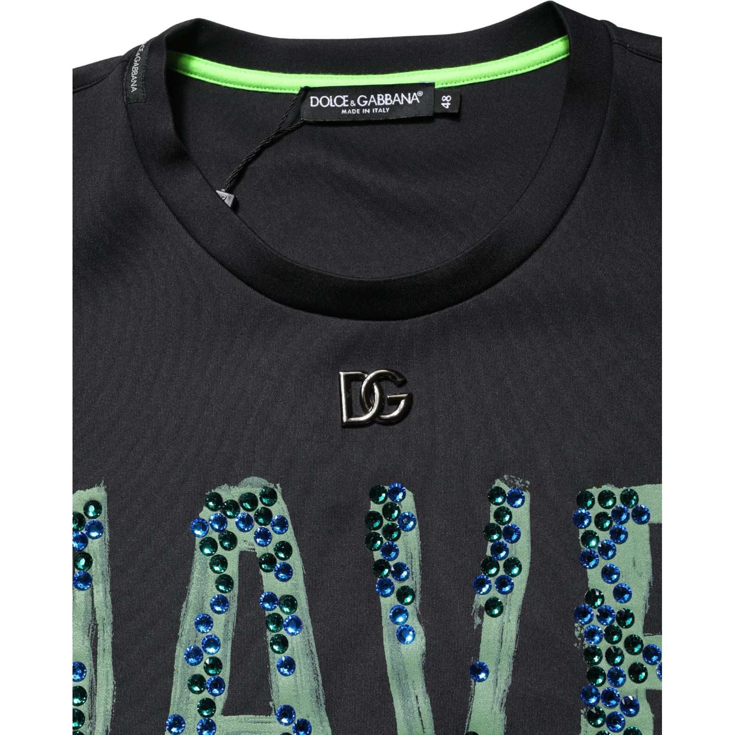 Black Have Fun Embellished Crew Neck T-shirt