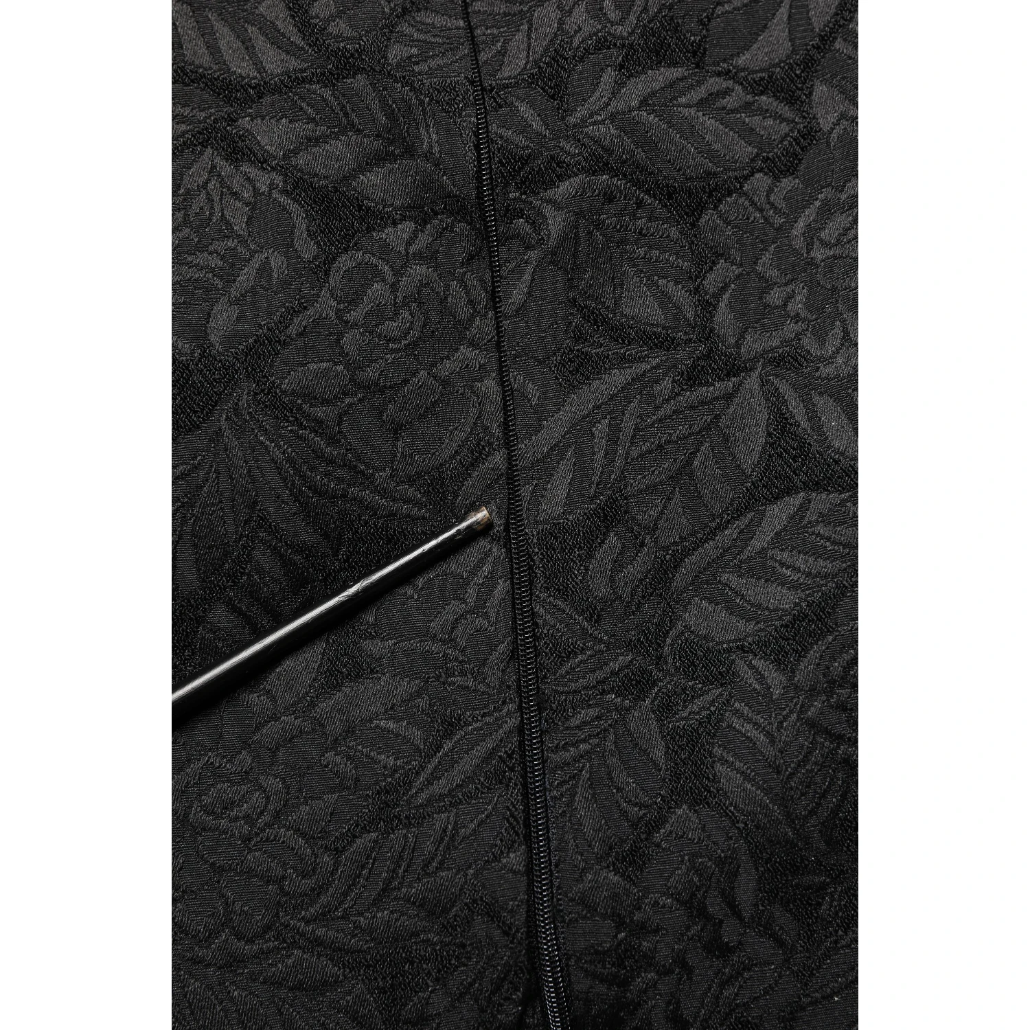 Black Floral Brocade Sheath Knee Length Dress