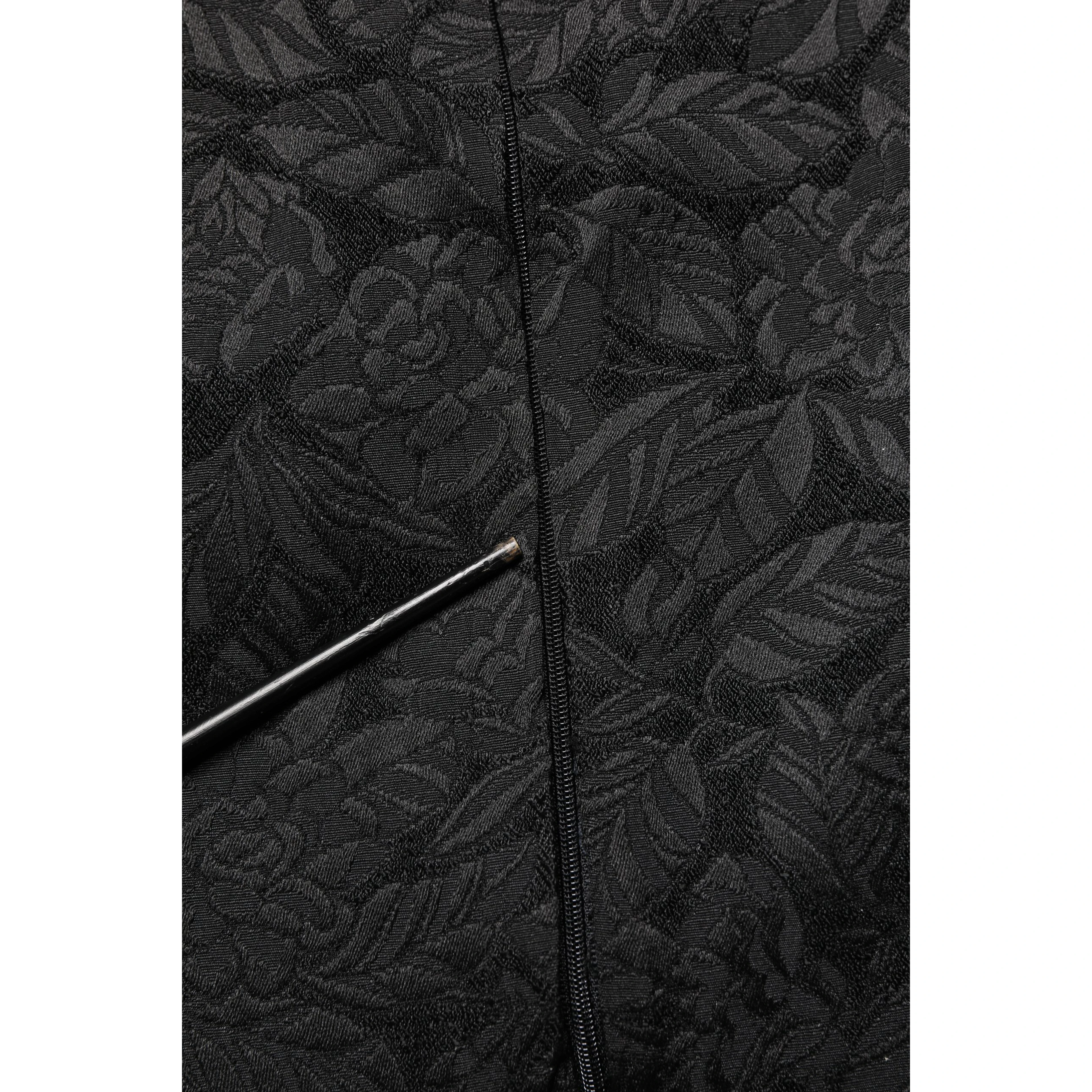 Black Floral Brocade Sheath Knee Length Dress