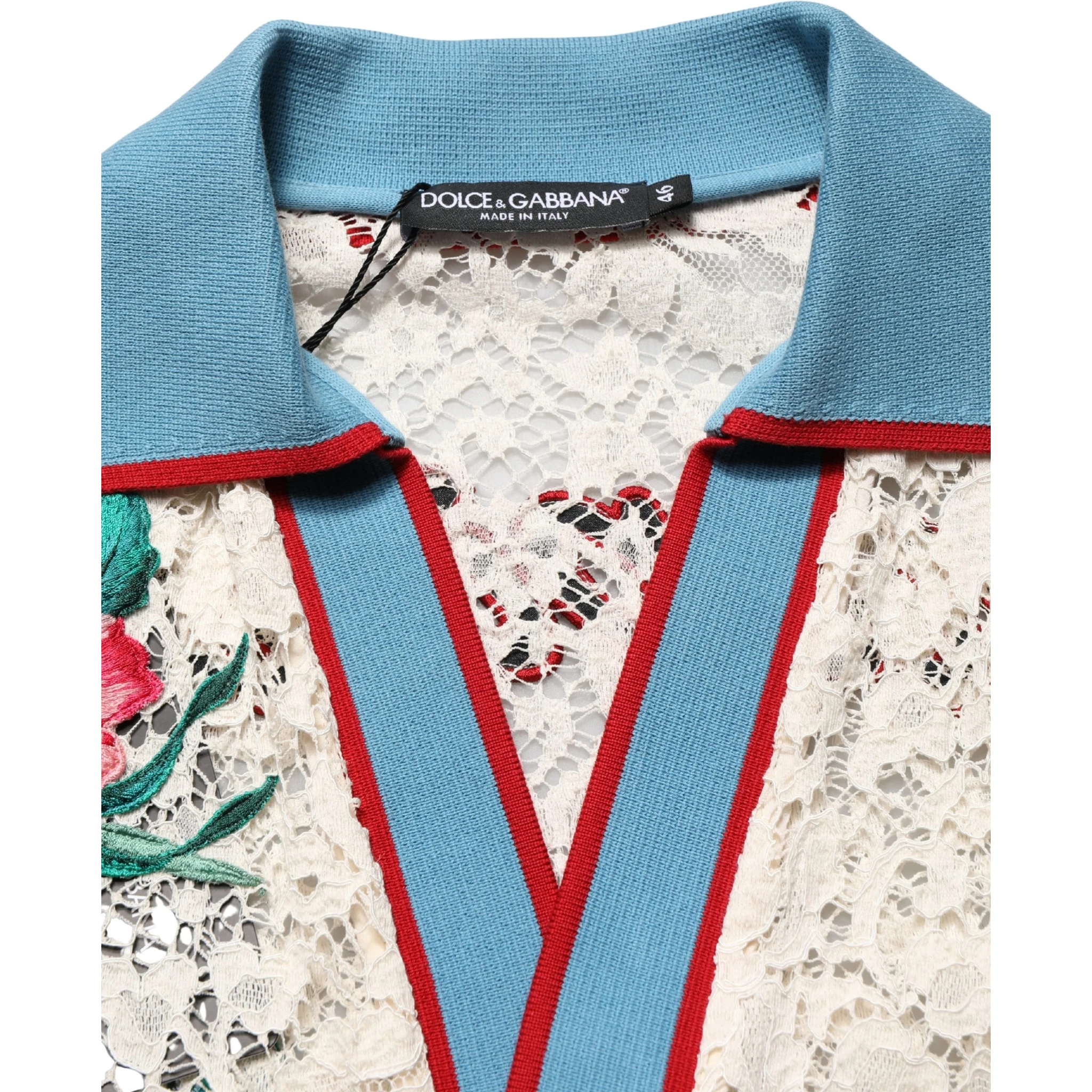 Beige Floral Tennis Club Lace Polo T-shirt