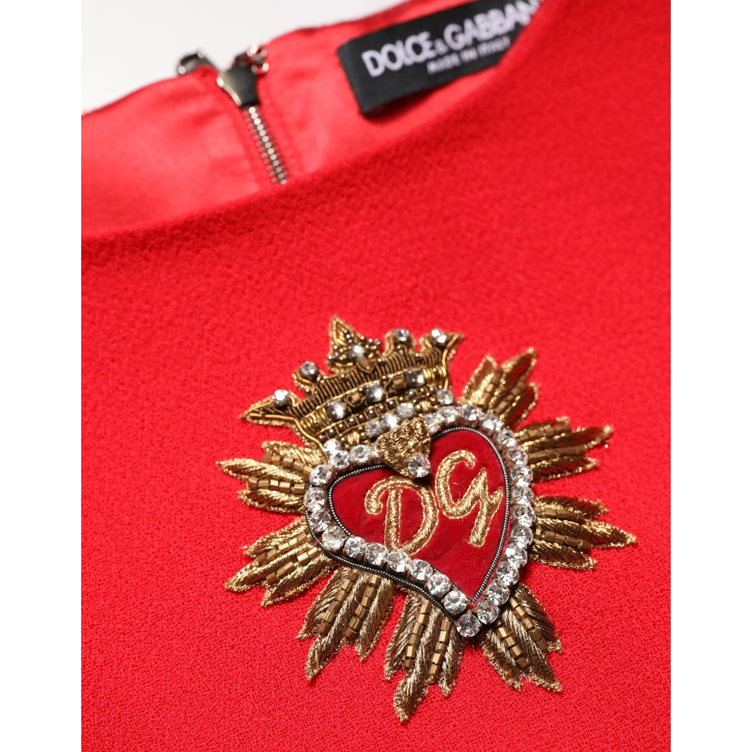 Red Heart Emmbellished Wool Mini  Dress