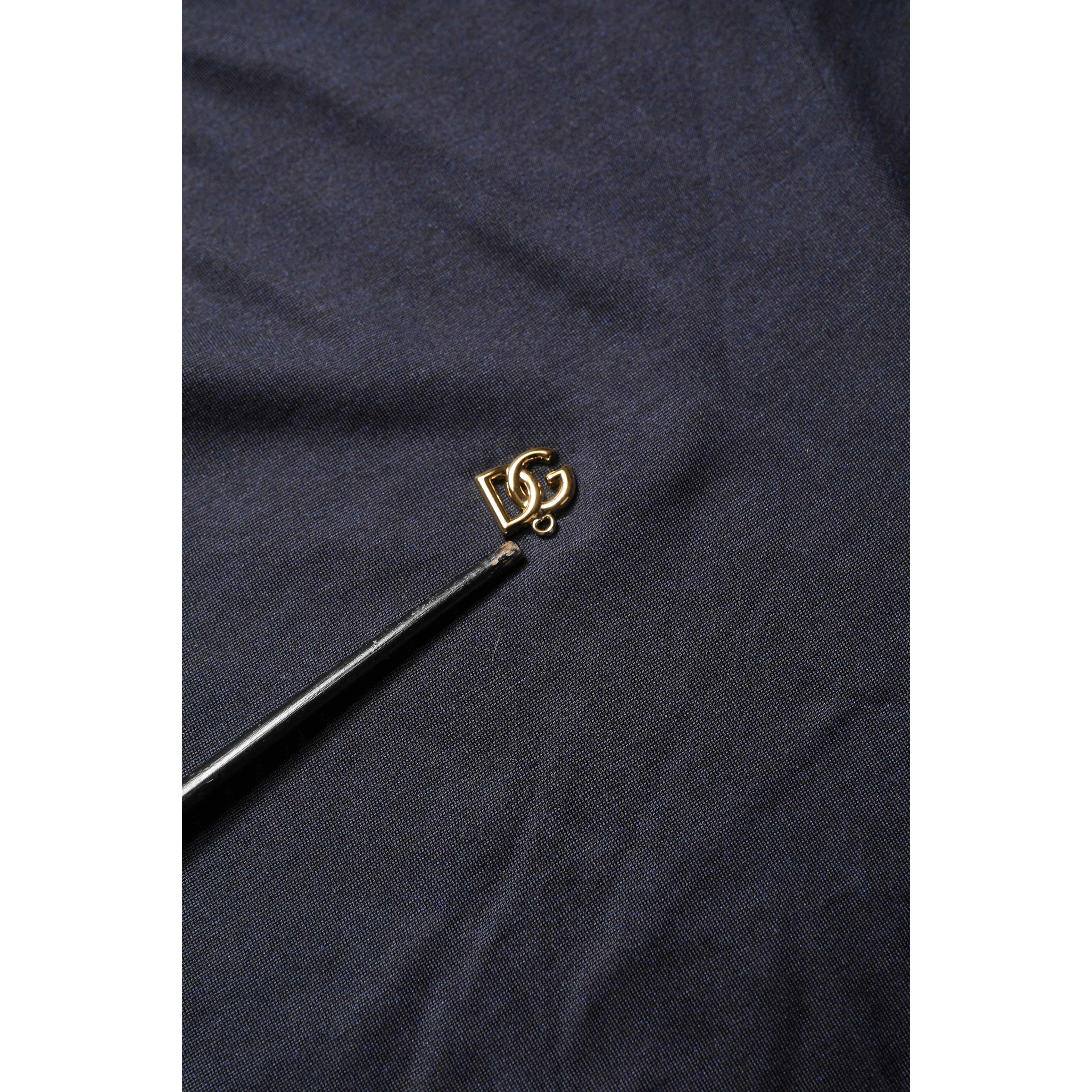 Dark Blue DG Logo Silk Men Crew Neck T-shirt