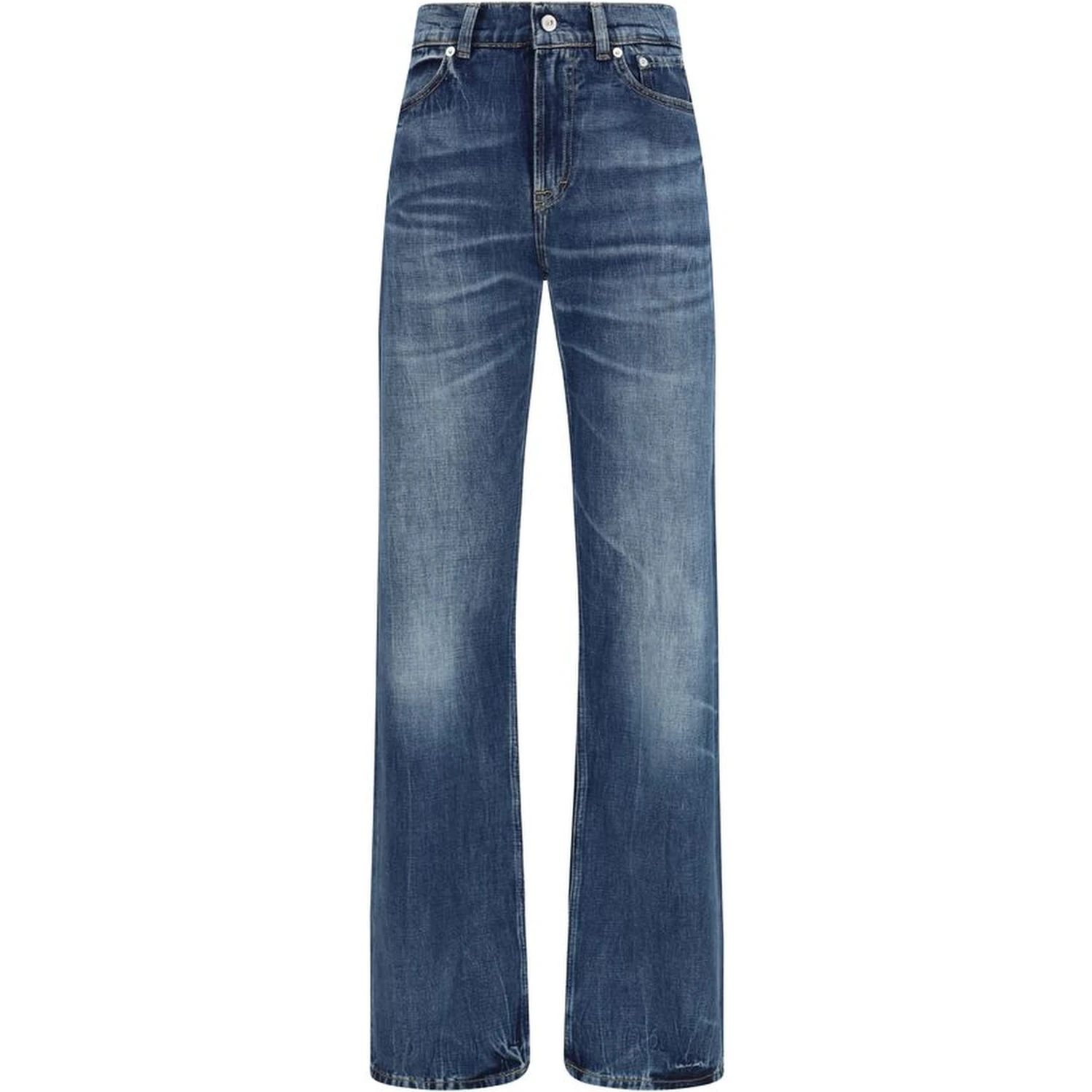 Blue Cotton Bootcut Jeans