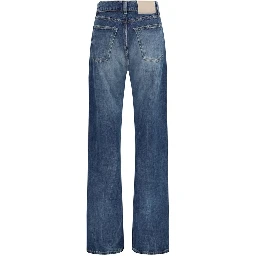 Blue Cotton Bootcut Jeans